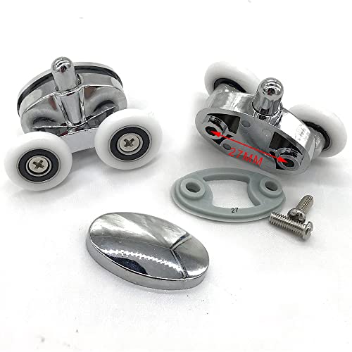 Image of YUANQIAN Set of 4 New Oval Butterfly Twin Wheel Shower Door Rollers