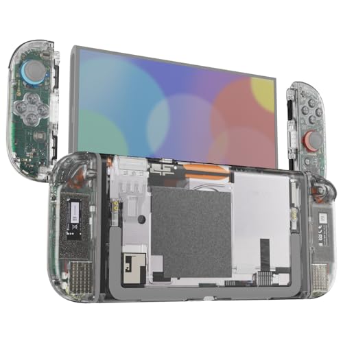 eXtremeRate Nintendo Switch 2対応用DIY交換シェルボタン、Switch 2 & Joycon 2対応カスタムフルセット 背面プレート コントローラーハウジングボタン付き デラックス版-クリア系【クリア】