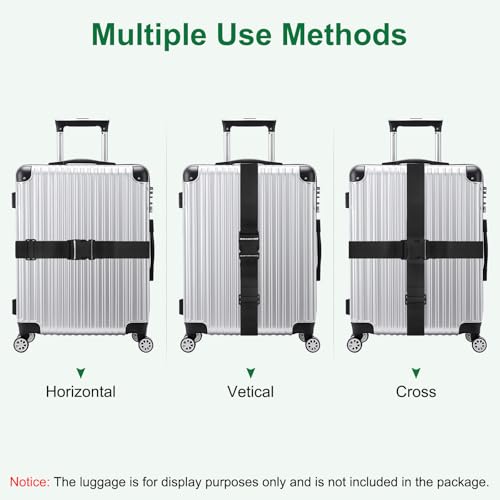 Image of M METERXITY 2-Sets Luggage Straps TSA Approved, Travel Straps for Luggage Suitcase Tags Set, Adjustable Suitcase Belt [Black]