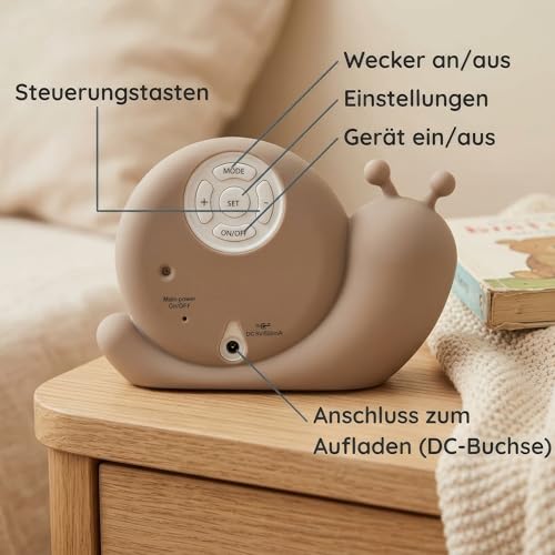 Alecto BC110BE Simon Wecker Kinder - Kinderwecker USB Aufladbar - Kinder Wecker mit Nachtlicht - Schlaftrainer Beige