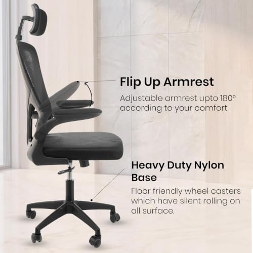 Image of Casa Copenhagen Black | High Back Imported Mesh Fabric Boss Office Chair | Y Design Ergonomic Back Support | 2D Aero Design Adjustable Armrests | Synchro Tilt Lock Mechanism