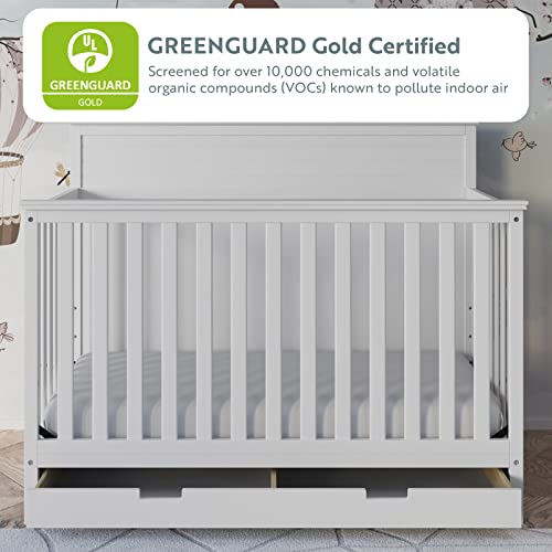 Storkcraft Homestead 5-In-1 Convertible Crib With Drawer (Pebble Gray) – Greenguard Gold Certified, Crib With Drawer Combo, Includes Nursery Storage Drawer, Converts To Toddler Bed And Full-Size Bed #TOP1
