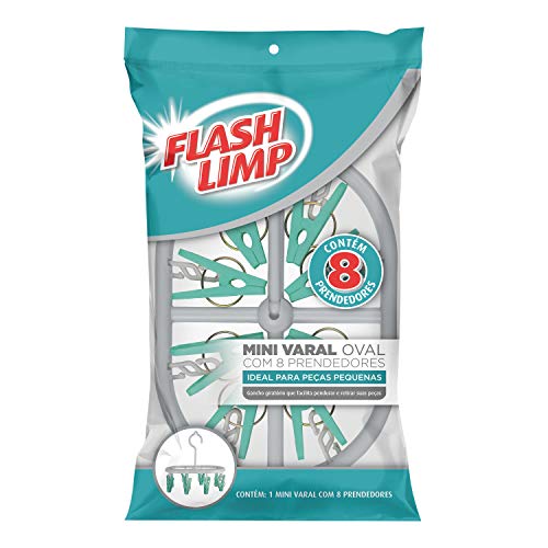 Mini Varal Oval com 8 Prendedores, LAV9386, Flash Limp