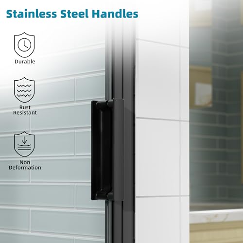 Bathbliss 32 7/8"-34" W x 72" H Pivot Shower Door, 1/4" (6 mm) Clear SGCC Tempered Glass Shower Door, Pivot Swing Shower Glass Door in Matte Black Finish, Reversible Installation — view 5