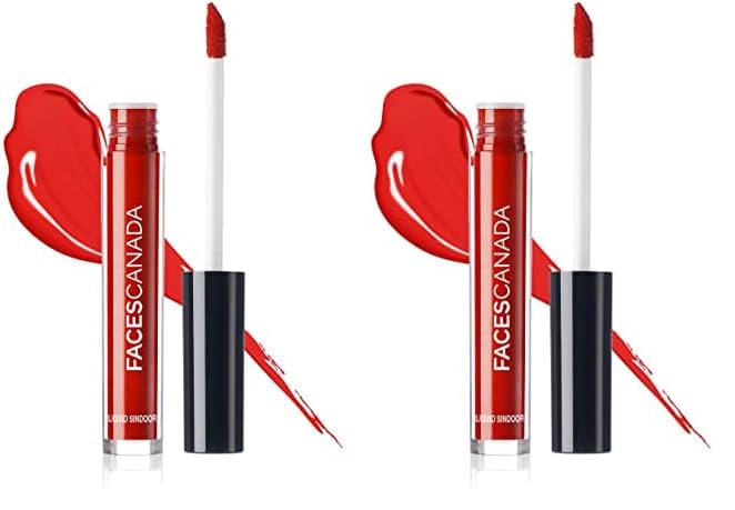 Image of FACESCANADA Liquid Sindoor - Red, 2.5 ml | Highly Pigmented Rich Color | Quick Drying & Long Lasting | Velvet Matte Finish | Water-Proof | Smudge-Proof | Crease-Proof | Sponge Tip Applicator
