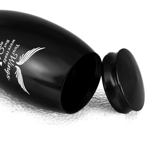 Image of Small & Medium Urns for Human Ashes Adult Male Female | 5.5 inch Black Medium Cremation Urns for Men and Women,Angel Decorative Funeral Memorial Urn