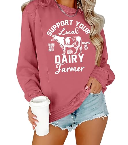 ASTANFY Maternity Nursing Sweatshirts for Breastfeeding Women Friendly Zipper Nursing Sweatshirt Mama Breast Feeding Sweater, Pink, XL