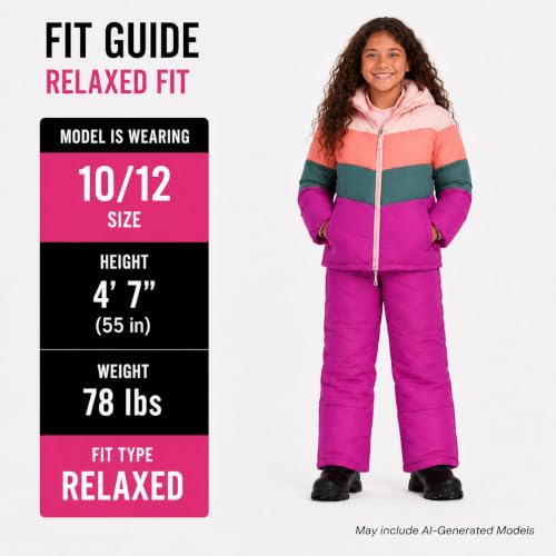 Image of Pink Platinum Girls Snowsuit 2-Piece Insulated Hooded Jacket & Bib