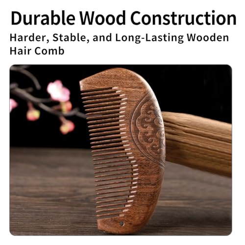 Peine de Madera para Mujer Antiestático y Grueso miniatura 4