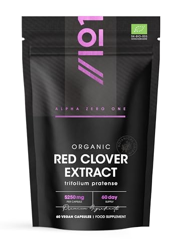 Image of Organic Red Clover Extract 5250mg - for Use During The Menopause - Potent 15:1 Pure Extract - Halal – 60 Vegan Capsules