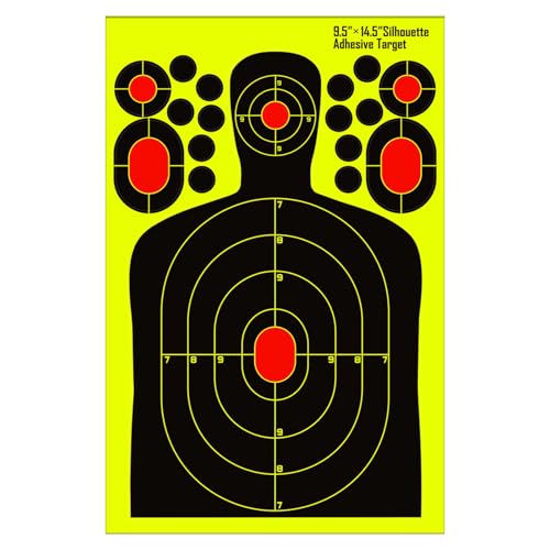 PTPHJEG 9.5x14.5 inch Silhouette Splatter Targets - Bright Fluorescent Yellow Easily seen on Impact When Hitting Target for BB Guns, airguns, Rifles, Indoor and Outdoor ranges (50 Pack)