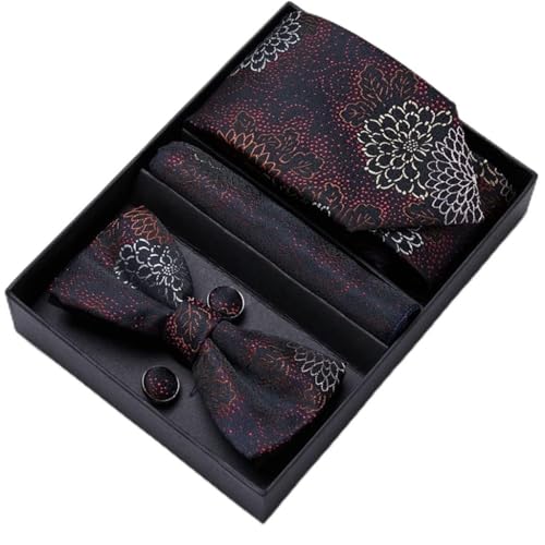 Set de 4 piezas para hombre con corbata slim y pañuelo en caja regalo