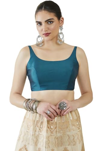 Image of Soch Womens Taffeta Solid Sleeveless Padded Blouse