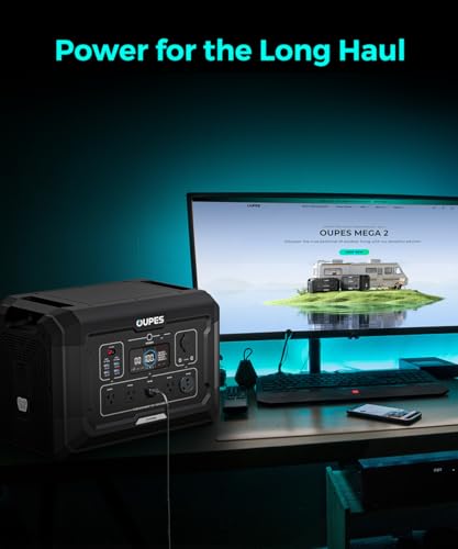 OUPES Mega 2 2500W Portable Power Station with 2048Wh B2 Smart Extra Battery, Up to 4096Wh Lifepo4 Home Battery Backup with Expandable Capacity, Solar Generator for Home Use, Blackout, Camping, RV - Thumbnail 7