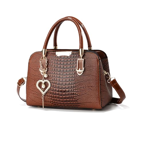 Sac a main femme marron en cuir verni polyvalent pour le quotidien