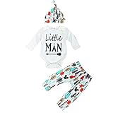 DaySeventh Newborn Baby Prefect Gift Clothes Set Tops +Long Pants Hat Outfits (12-18M, White)