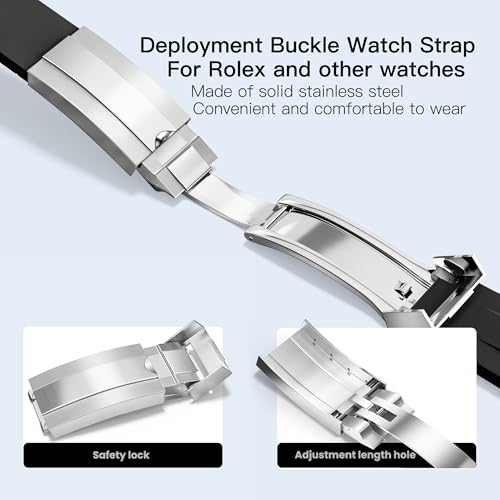 Wentokye 21mm Watch Band for Rolex Rubber Strap 21mm for Submariner DEEPSEA Sea-Dweller Watches-Replacement Curved Lug End Watch Strap by Wentokye - Used condition - Image 2