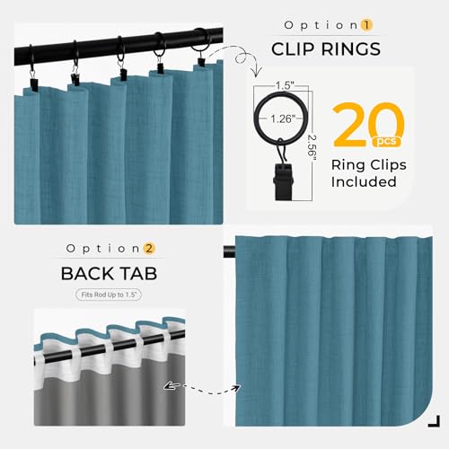 Image of INOVADAY 100% Blackout Curtains for Bedroom, Black Out Curtains 84 Inch Long, Clip Rings Linen Blackout Drapes, Thermal Insulated Room Darkening for Living Room, 2 Panels - Bluesapphir,W50xL84