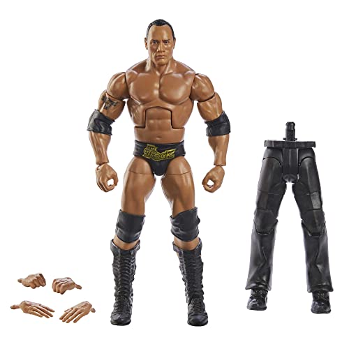 WWE Elite Action Figure WrestleMania The Rock with Accessory and âMeanâ Gene Okerlund Build-A-Figure Parts