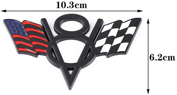 Miniatura 5 de 2 calcomanías de metal V8 con emblema de bandera estadounidense para guardabarros, maletero, placa de identificación 3D para automóviles y camiones