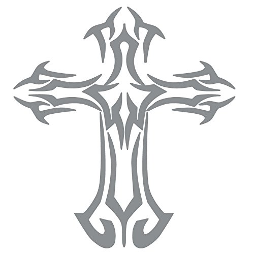 Religious Christian Tribal Cross 6 Inch Vinyl Decal Sticker Gray
