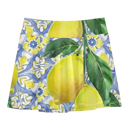 Girls Skorts Athletic Shorts Lemons Green Vintage Toddler Tennis Skirts Gymnastics School 3t