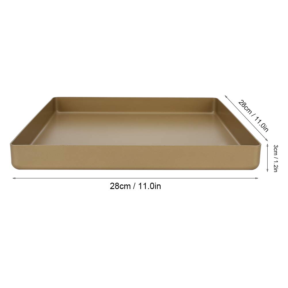 Plaque de cuisson moule 28x28x3cm or alliage d'aluminium forme carrée plaque de cuisson antiadhésive pain plateau à Pizza outil de cuisson