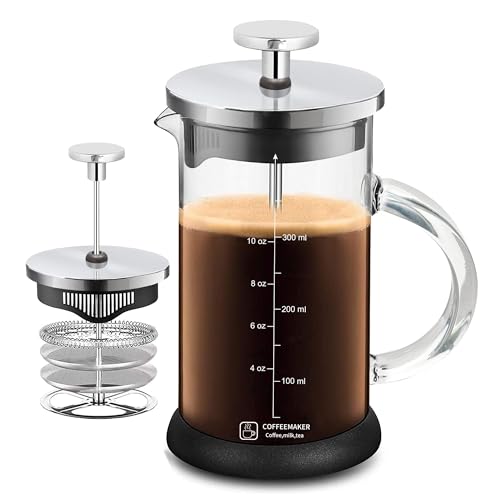 French Press Coffee Maker 12 Ounce Espresso Tea Coffee Maker with 4 Filters System