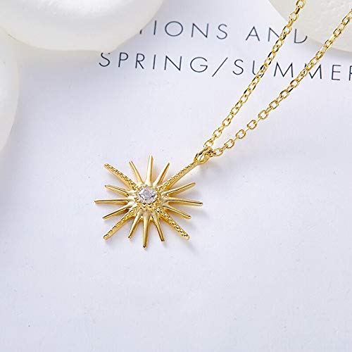Damen Goldkette 925 Sterling Silber Niedliche Danity Stern Charm Anhänger Halskette Zarte Halskette Stern Halskette