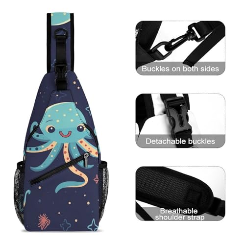 Mochila tipo cruzada para senderismo con diseño de pulpo miniatura 3