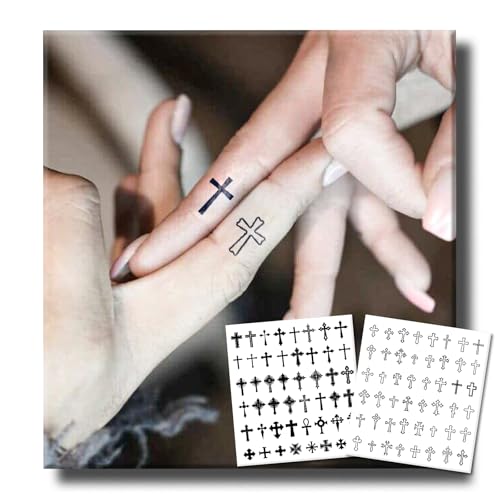 UBICA Semi Permanent Tattoo, 2 Sheets Minimalist Cross Temporary Tattoo,