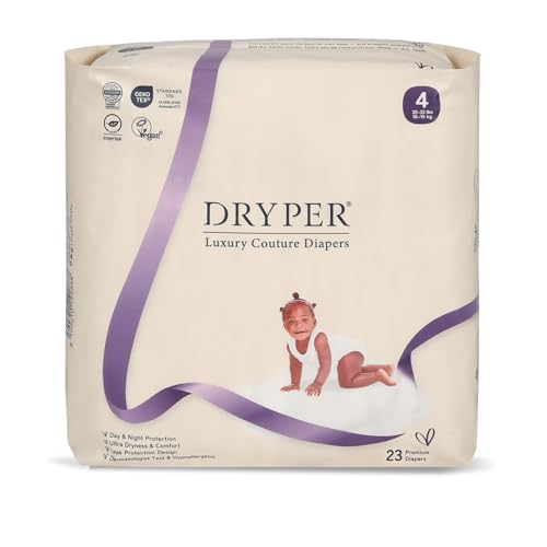Image of Trial Pack Baby Diapers - DRYPER Size 4 Diapers (22-33 lbs), 23 Count, Hypoallergenic Disposable Diaper, Ultra-Soft & Thin, with Wetness Indicator, Oeko-TEX Standard 100