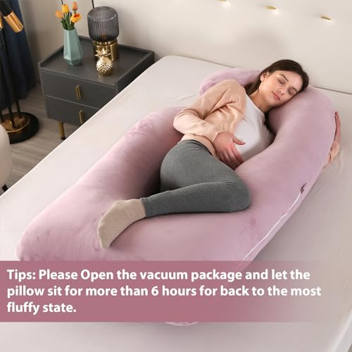 Image of Victostar Pregnancy Pillow,57 inches U Shaped Maternity Pillow with Removable Cover Full Body Pillow Support for Back, HIPS, Legs, Belly (Cameo)