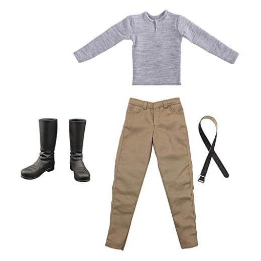 SM SunniMix 1/6 T Shirt Khaki byxor stövletter skor för 30 cm DML DID manlig actionfigur