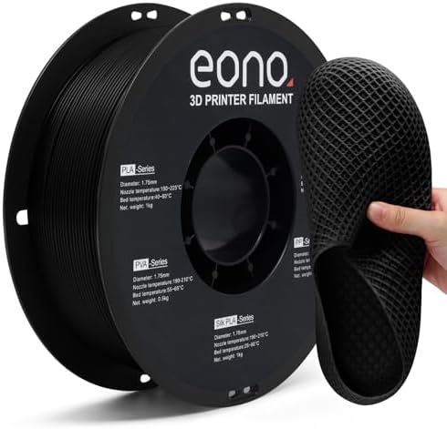 Eono TPU Filament 95A, Matt Schwarz, 1.75mm, 1kg Spule, 3D-Drucker | Flexibles TPU 95A Filament, 1.75mm, Matt Schwarz, 0.03mm, kratzbeständig, antifingerprint