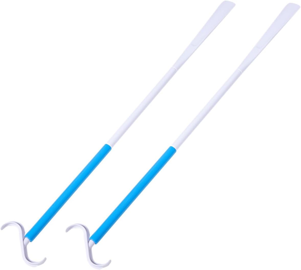 Homoyoyo 2pcs Multi-use Dressing Aid for Seniors Pregnant Long Handle Shoe Horn Sock Helper Dressing Stick Easy Wear Independent Living Daily Care