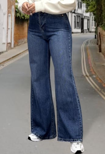 Women's Flare High Waisted Bell Bottom Wide Leg Stretch Classic Denim Pants — view 5