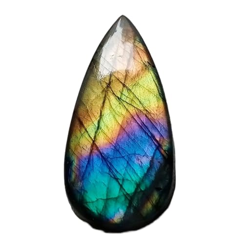 Cabochon poire Labradorite jaune naturelle 41x18x7mm pour création de bijoux DIY