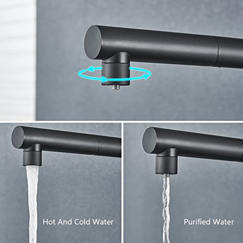 Purification eau mitigeur cuisine noir avec bec pivotant pour évier - 4
