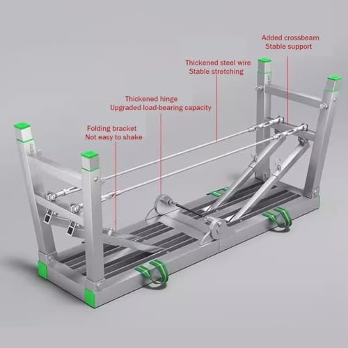 Piattaforma di lavoro pieghevole portatile in acciaio resistente, scala per scale, capacità 350 kg, versatile banco da lavoro per ingegneria domestica (200 x 30 cm)