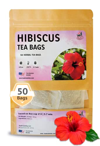 TeaDreamTea Hibiscus Tea Bags | 50 Bleach-Free Tea Bags |