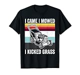 Cortacésped de césped con texto en inglés I Vame I Mowed I Kicked Grass Funny Gardening Camiseta