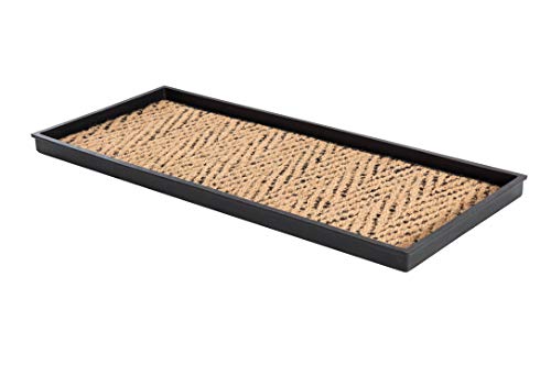 Anji Mountain AMB0BT3F-003 Black Rubber Boot/Shoe Tray with Coir, Fits 3 Pair (34.5" Wide), Tan & Black Insert