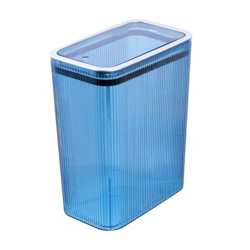 Glad Bathroom Trash Can, 2.6 Gallon (10L) - Slim Plastic Waste Basket with Pop-Up Lid and Bag Ring - Colored Clear Trash Can for Bedroom, Office, College Dorm - Blue by Glad - Used condition - US$18.28