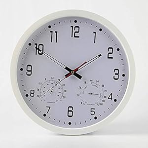 Grote Decoratie Wandklok, 14 Inch Grote Met Hygrometer Thermometer Kwartsklok Interieur Wanddecoratie Klok Mute Wandklok…