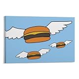 Modern Cute Art Posters Bob's Flying Burgers Fun Gourmet Kitchen Decor Restaurant Decor Canvas Wall Art Poster Decorative Painting Canvas Wall Art Living Room Posters Bedroom Painting 12x18inch(30x45c