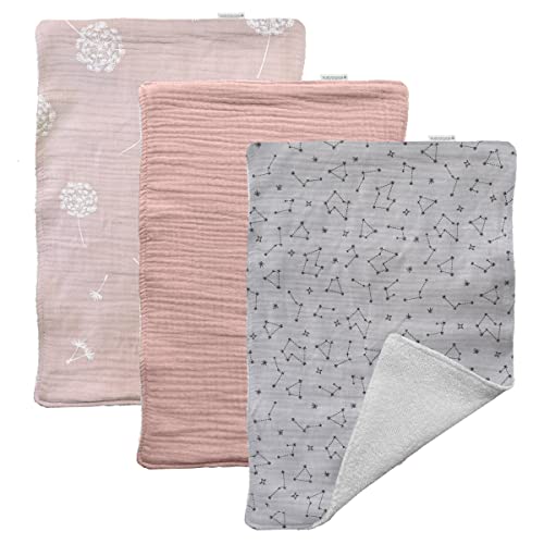 MIMUSELINA | Pack 3 Paños Infantiles de Lactancia | Doble Capa: Pañito de Tela de Algodón de Rizo 100% para Seca Babas y Suave Muselina Bebe de Algodon | Pack 3 Empapadores Bebe 21x30 cm (Wish) Cover