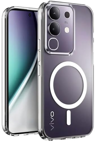 Image of AEETZ Clear Back Case for iQOO Z10x 5G / Vivo T4x 5G, Hard PC Shockproof Transparent Back Cover Case Compatible with Mag-Safe, Anti-Yellowing (Vivo T4x 5g)