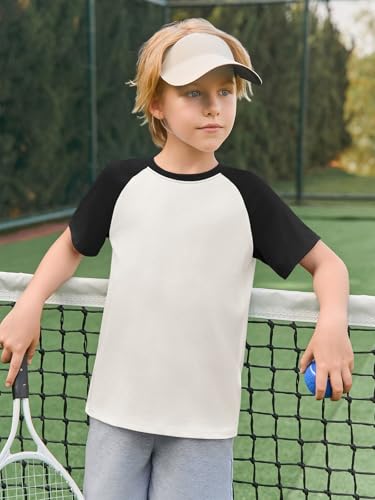 Haloumoning Boys Short Sleeve Raglan T Shirts Kids Basic Color-Block Tops Crewneck Tees 5-14 Years4