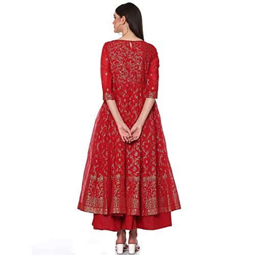 Image of BIBA Women Poly Modal Anarkali Printed Dress